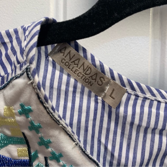 Anandas Large Multi Color Tunic Top with Tassels. - Picture 3 of 9